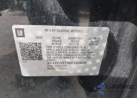 2019 Chevrolet Malibu Lt from USA, damaged, VIN 1G1ZD5ST5KF144829